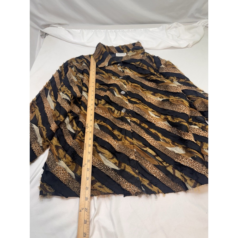Tantrums Collection 2X Silk Blend Textured Button Jacket Distressed Animal Print - Picture 3 of 7